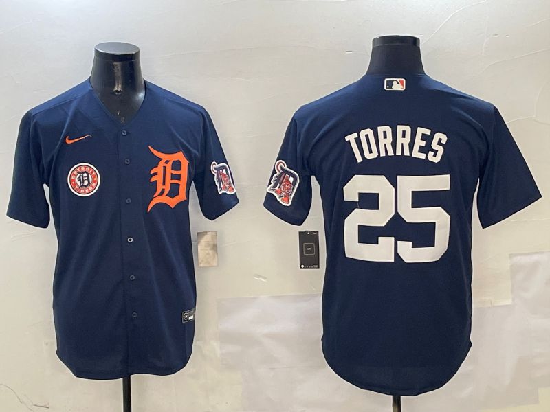 Men Detroit Tigers #25 Torres Drak Blue Game 2025 Nike MLB Jersey style 3125